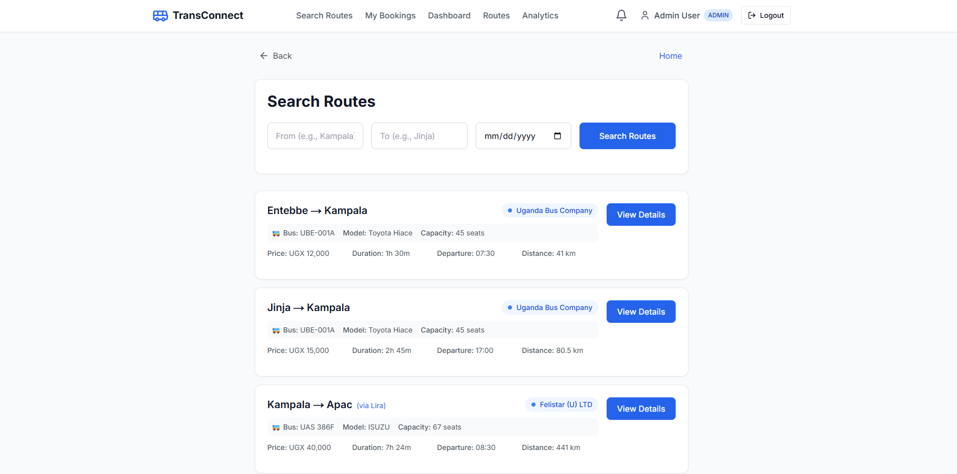 Public Route Listing